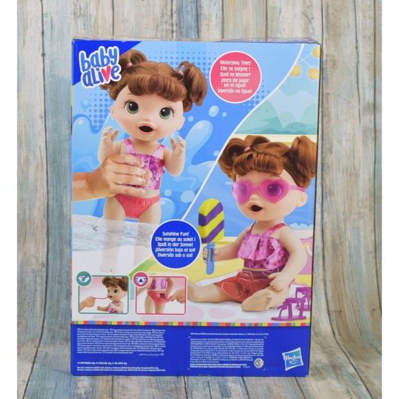 Baby Alive Sunshine Snacks Doll Eats & Poops Waterplay Brown Hair Pink Clothes - Picture 4 of 6